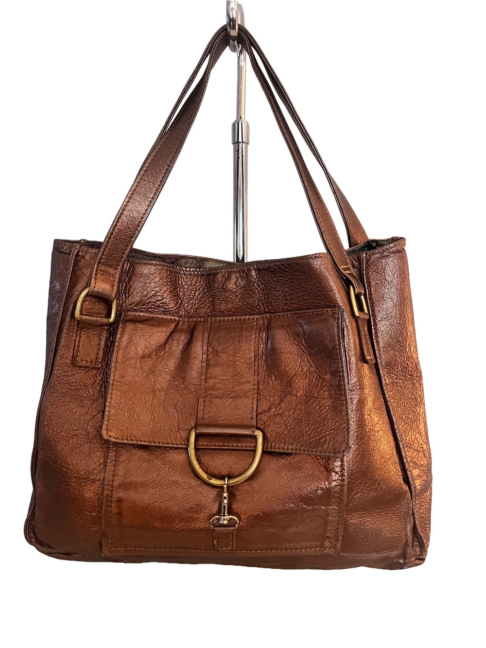 Metallic Brown Shoulder Bag with Gold Hardware Marnie Bugs Orginal